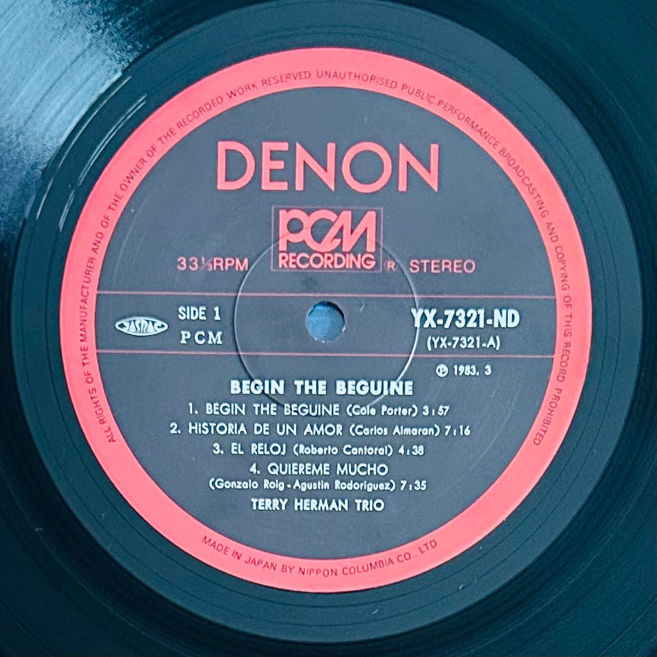 Terry Herman Trio/ Begin The Beguine(original1983)Digital Recording