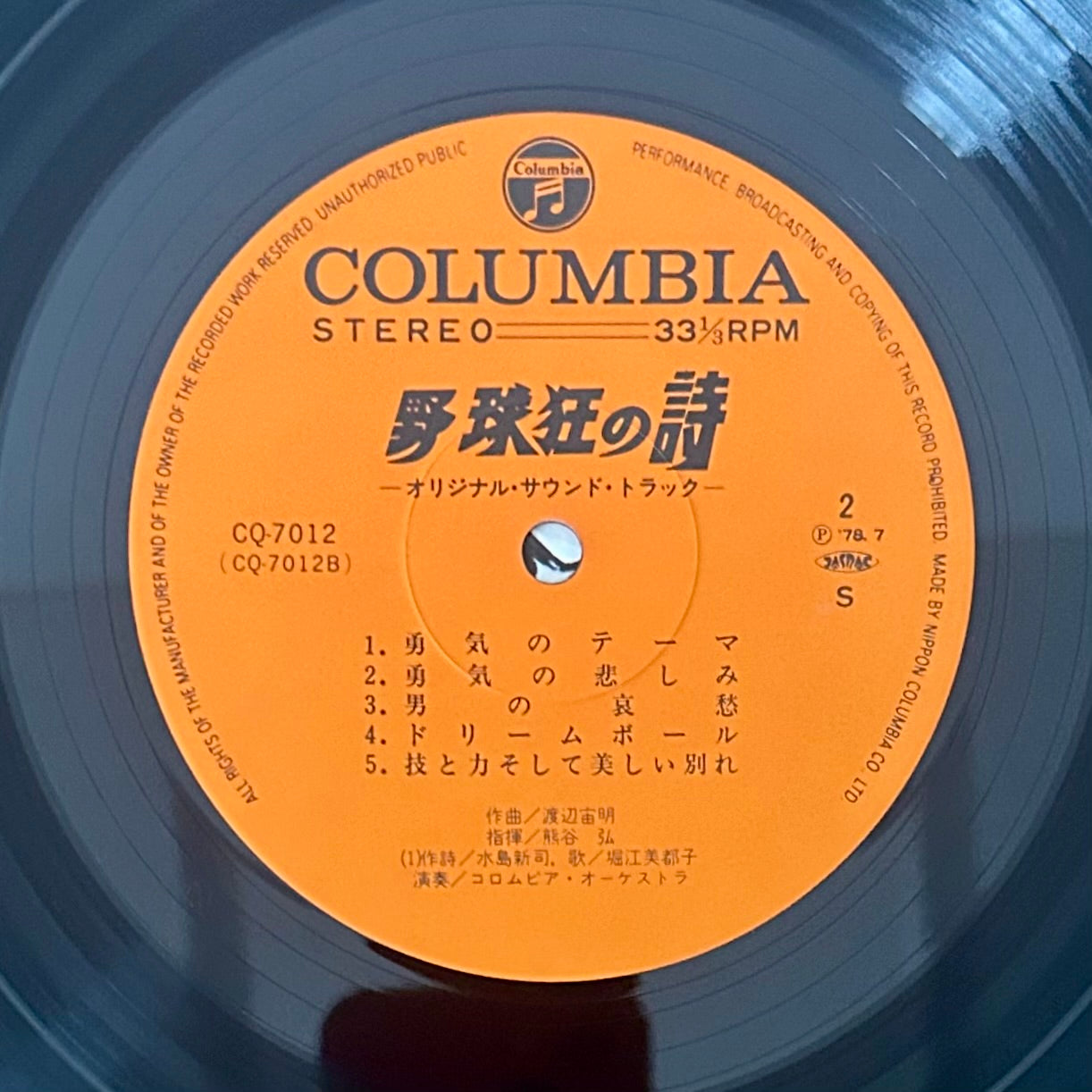 O.S.T. / 野球狂の詩 Poem of Baseball Mania (original 1978)