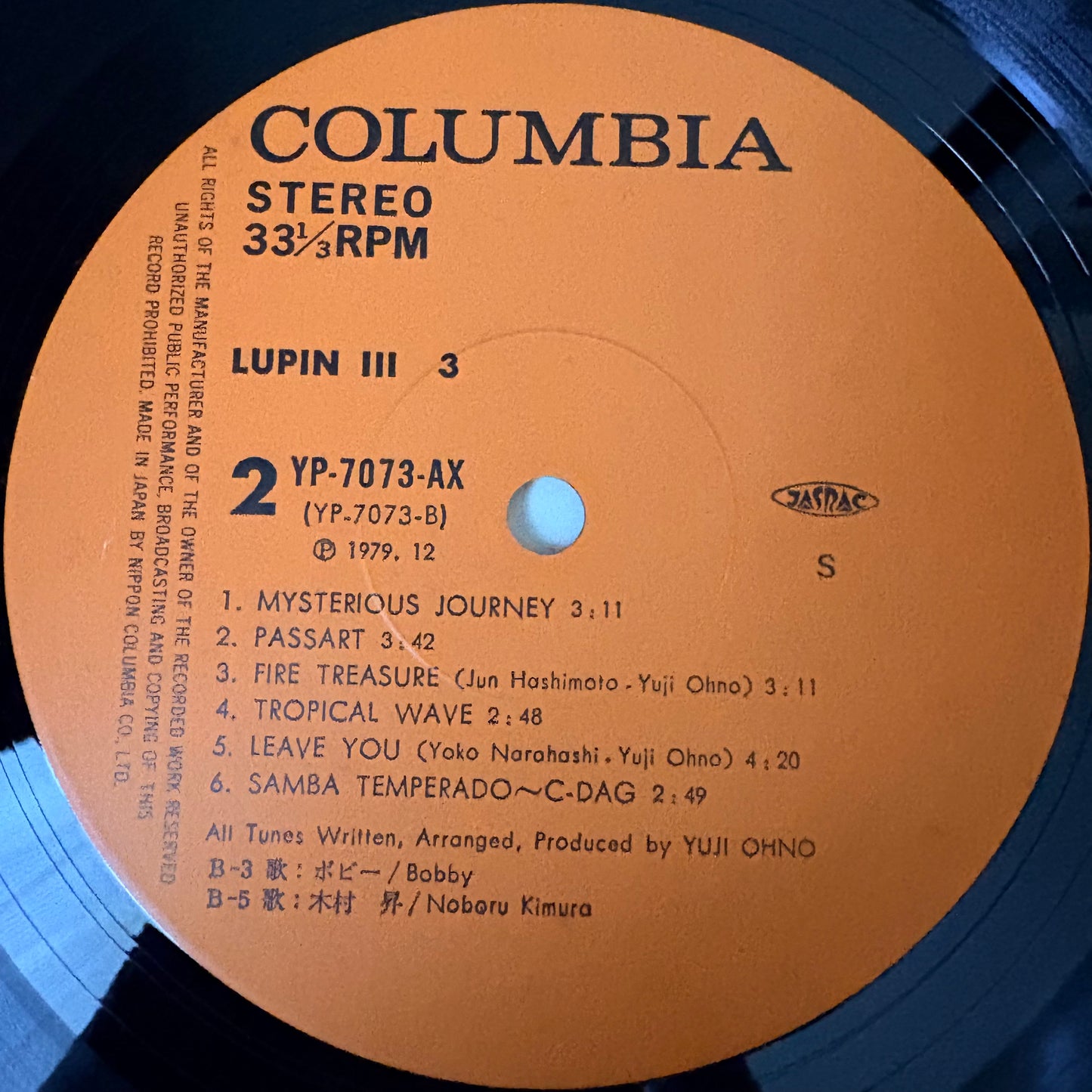 Yuji Ohno You & The Explosion Band /Lupin the Third Original Soundtrack 3 (original 1979) O.S.T.