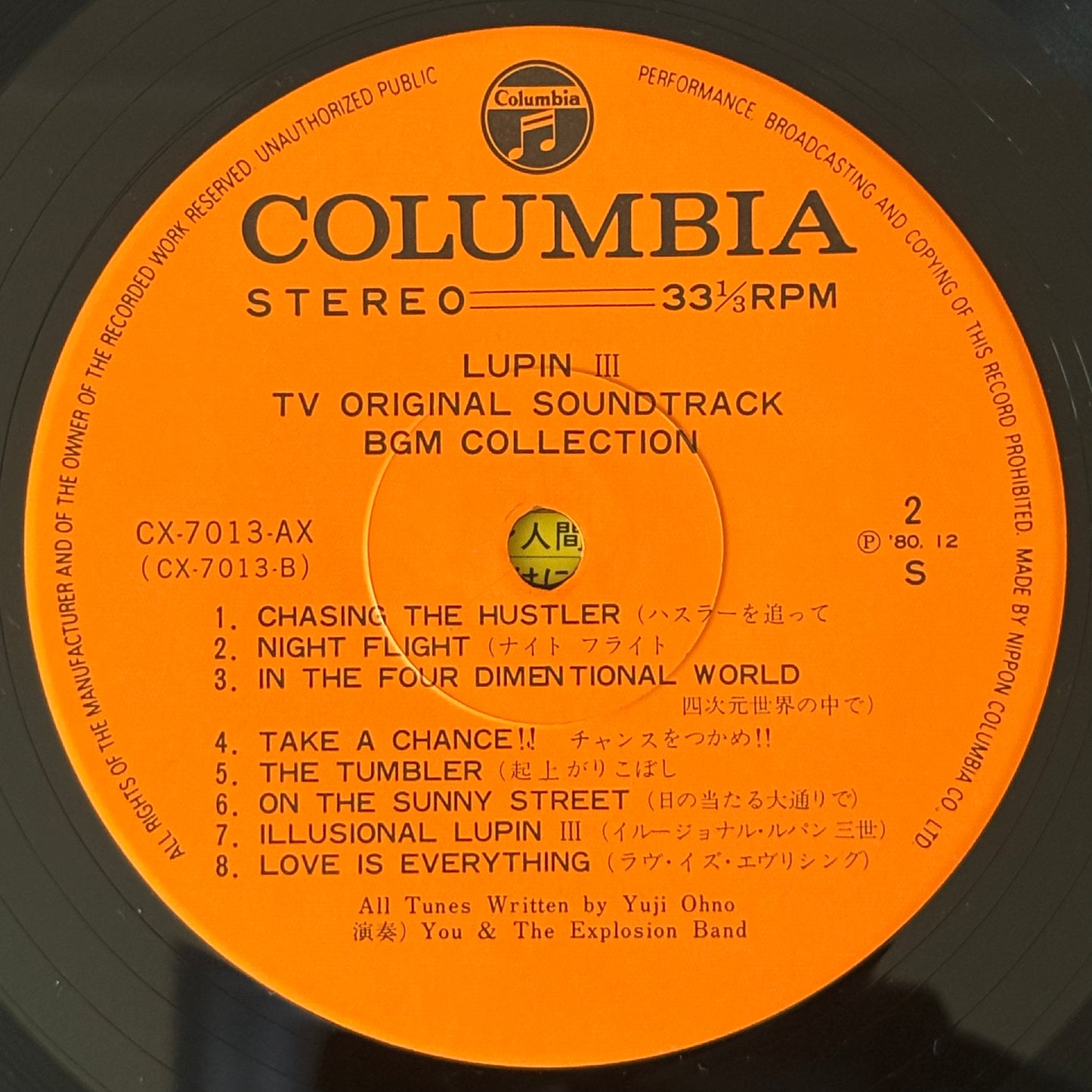 Yuji Ohno / Lupin the Third TV Original Soundtrack BGM Collection(Original 1980 )