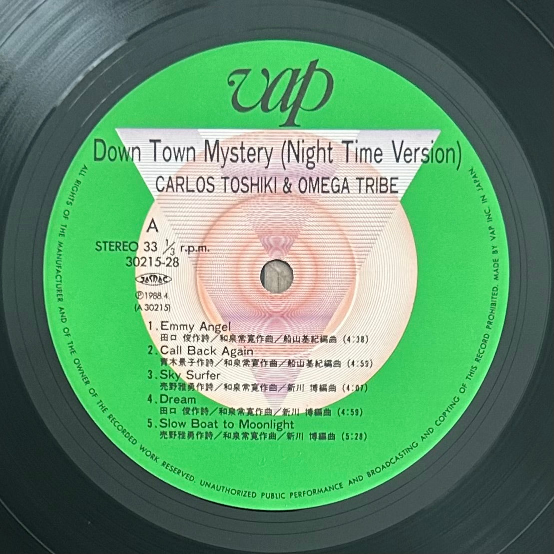 Carlos Toshiki & Omega Tribe/ Down Town Mystery Night Time Version  (original 1988)