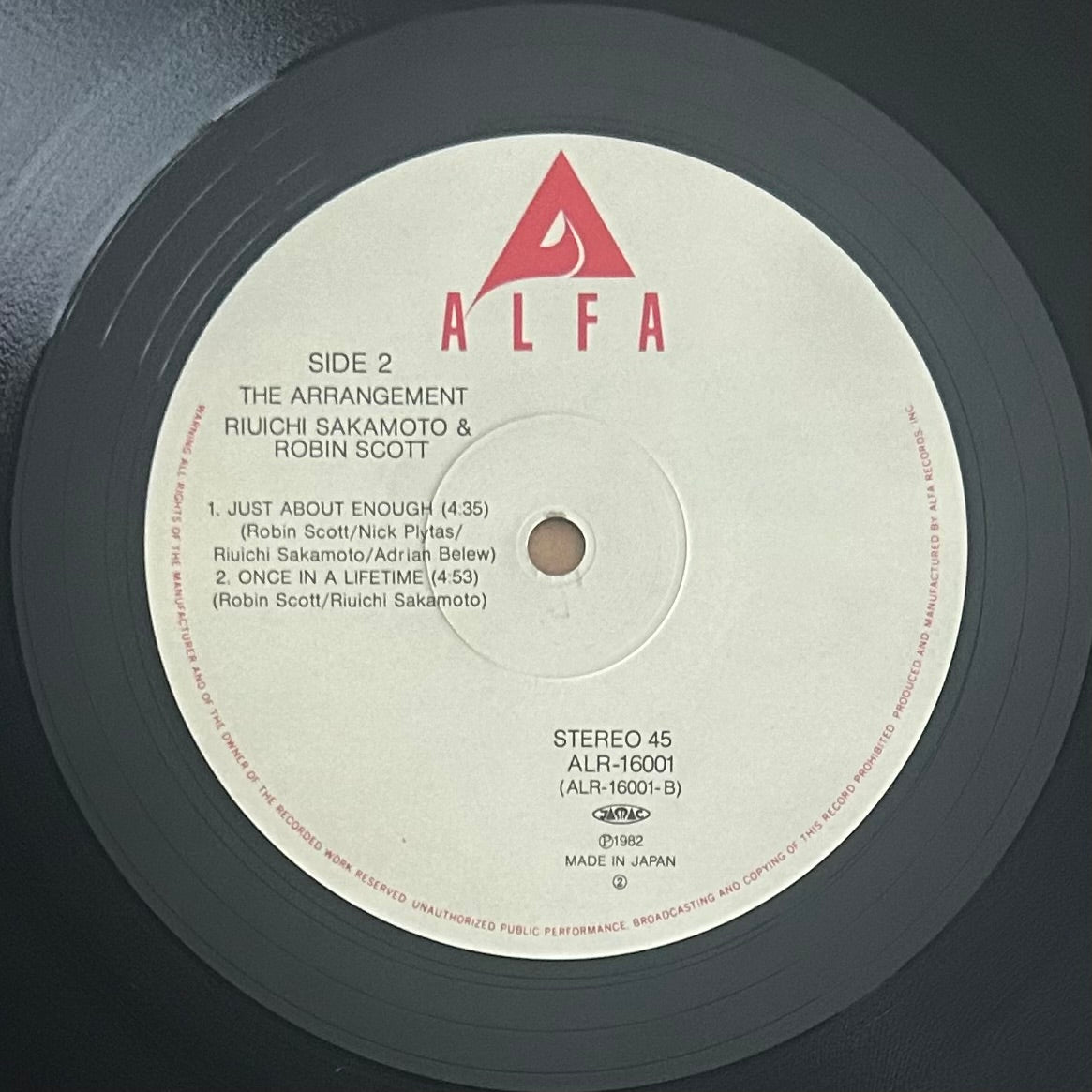 Riuichi Sakamoto & Robin Scott/ The Arrangement  (original 1983)  12" Single
