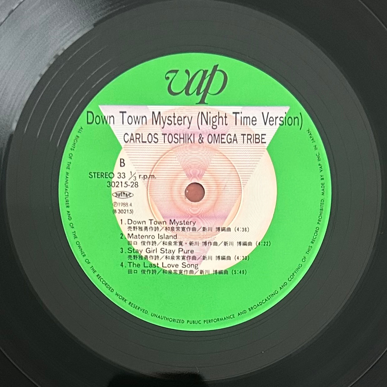 Carlos Toshiki & Omega Tribe/ Down Town Mystery Night Time Version  (original 1988)