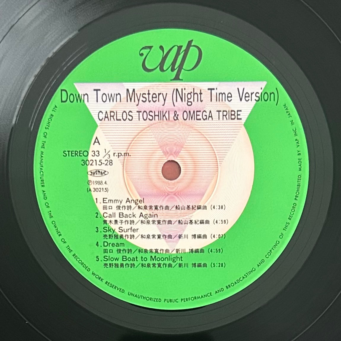 Carlos Toshiki & Omega Tribe/ Down Town Mystery Night Time Version  (original 1988)