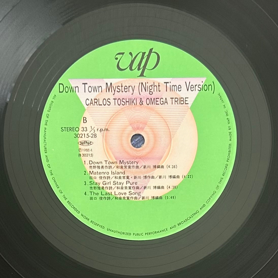 Carlos Toshiki & Omega Tribe/ Down Town Mystery Night Time Version  (original 1988)