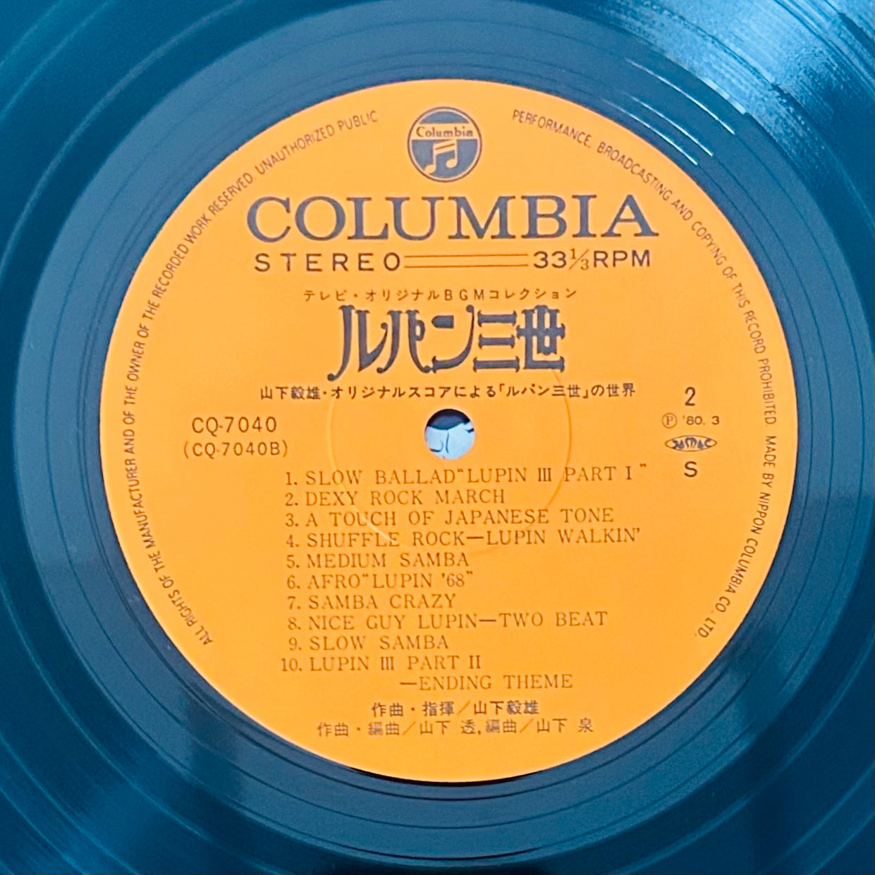 Takeo Yamashita/ Lupin the Third TV Original BGM Collection  (original 1980)