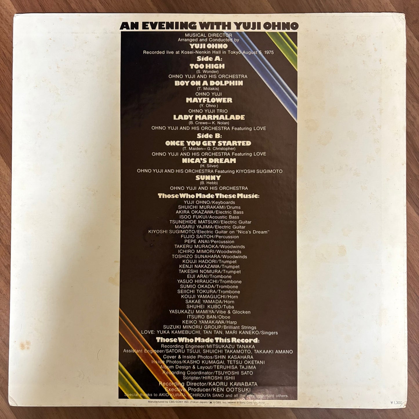 Yuji Ohno / Sound Adventure Act I (Audio Speciality Series)  (not for sale 1980)