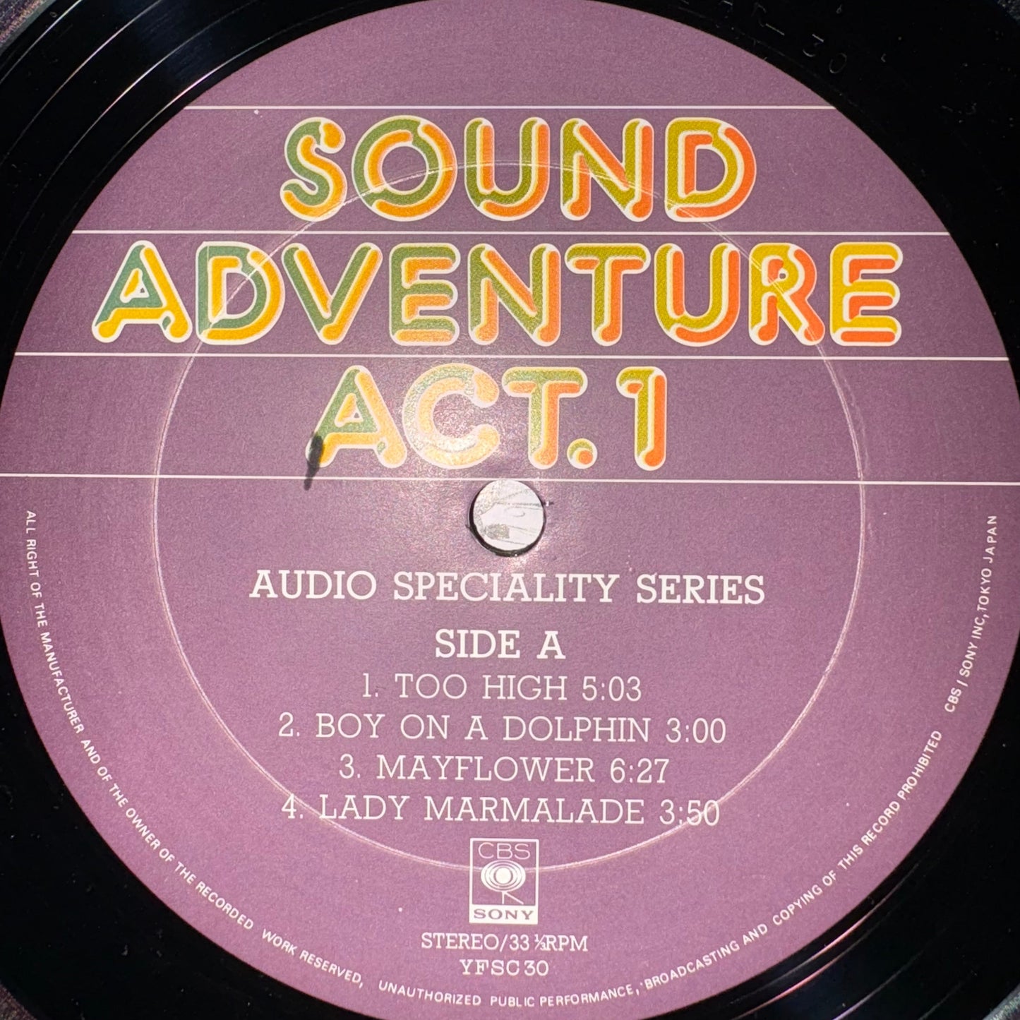 Yuji Ohno / Sound Adventure Act I (Audio Speciality Series)  (not for sale 1980)