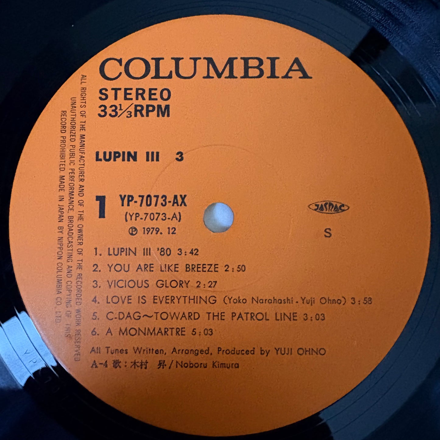 Yuji Ohno You & The Explosion Band /Lupin the Third Original Soundtrack 3 (original 1979) O.S.T.