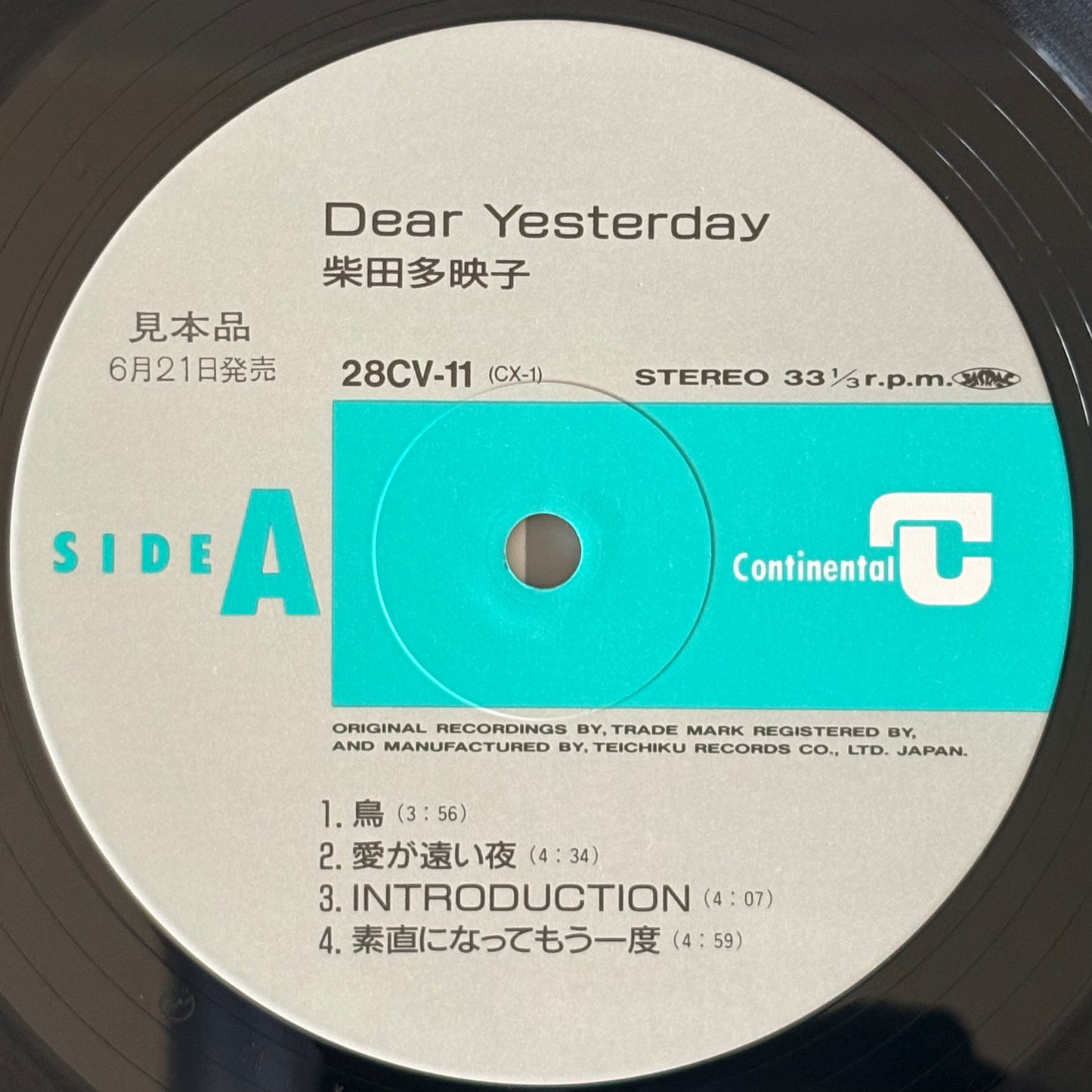 Taeko Shibata / Dear Yesterday（Promo 1988）